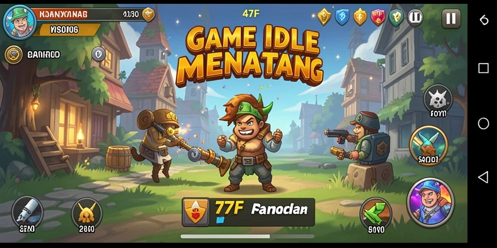 Tangkapan layar utama <strong>47F</strong> menunjukkan gameplay Idle yang menarik dan interaktif.