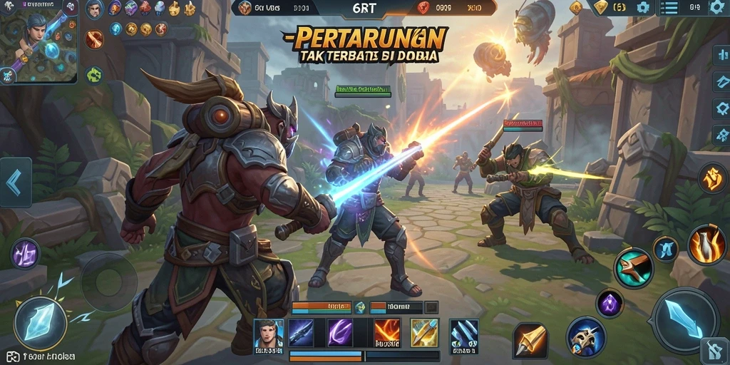 Tampilan gameplay seru di 6RT dengan aksi seru dan strategi mendebarkan.