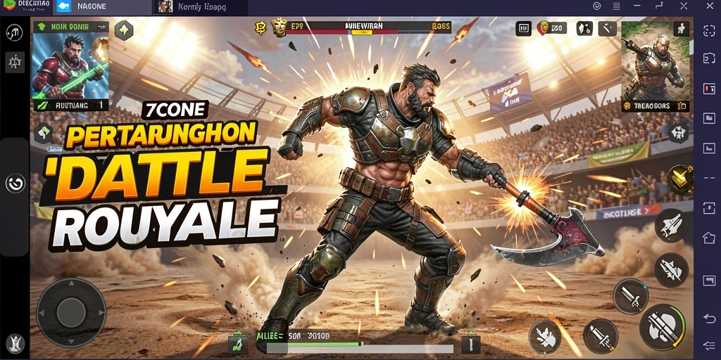 Screenshot utama 7CONE menampilkan gameplay Battle Royale yang mendebarkan.