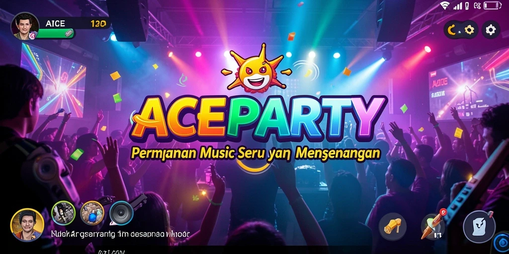 Screenshot gameplay ACEPARTY yang menampilkan aksi musik seru.
