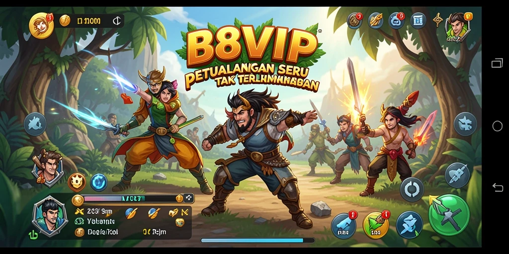 Tangkapan layar B8VIP menampilkan aksi petualangan seru di dunia terbuka.