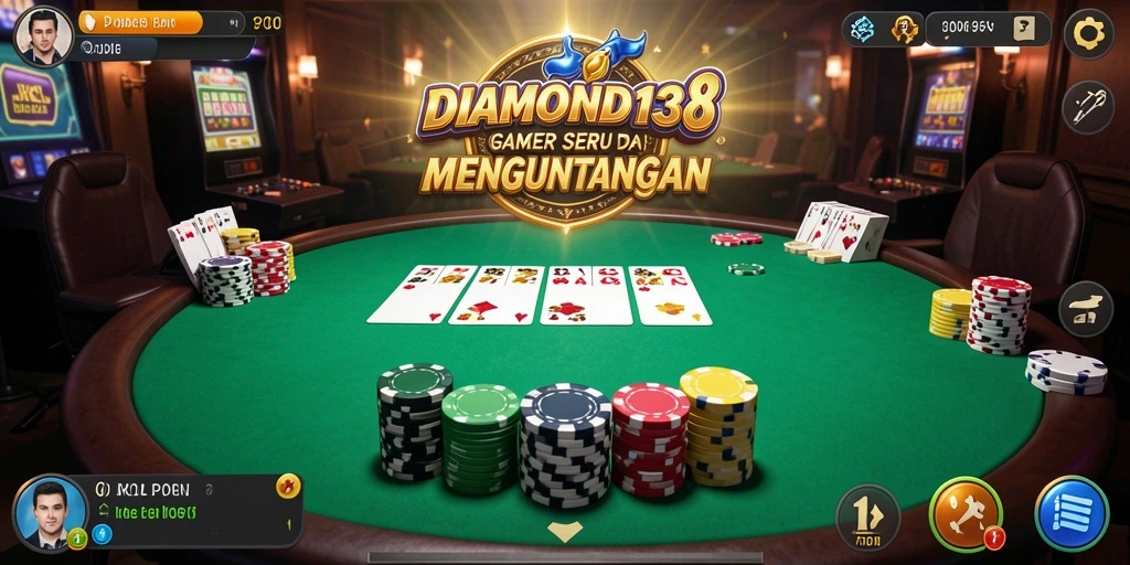 Screenshot gameplay Poker DIAMOND138 menampilkan aksi seru dan pemain yang terlibat.