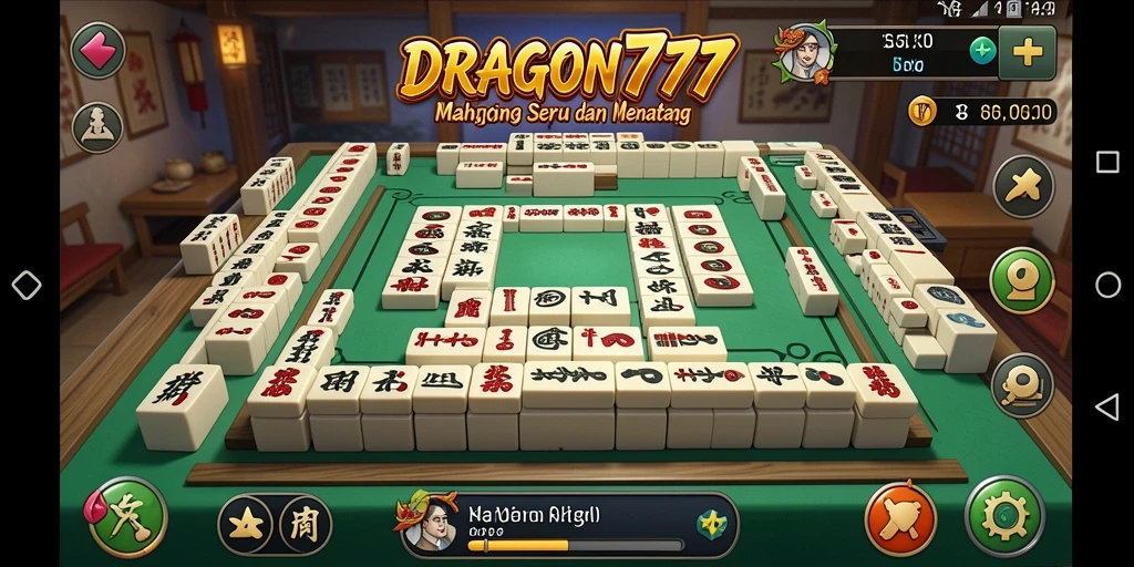 Tampilan gameplay seru dan menantang dari DRAGON777 Mahjong.
