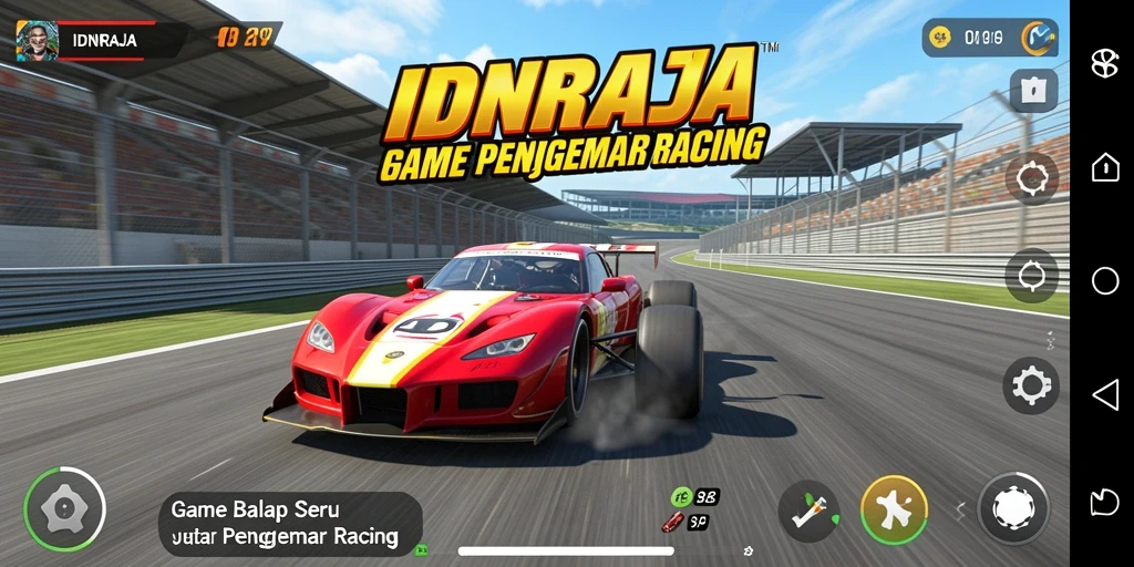 Tangkapan layar IDNRAJA menunjukkan aksi balap seru dan mobil yang menakjubkan.