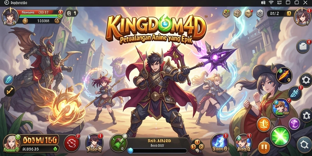 Tampilan gameplay yang menakjubkan dari KINGDOM4D dengan karakter Anime.