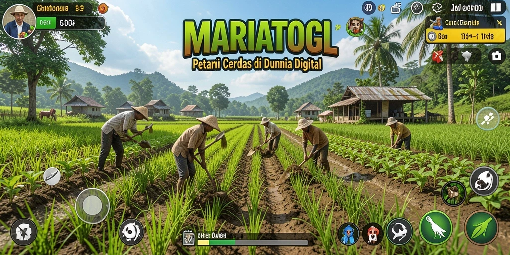 Tampilan gameplay MARIATOGL dengan aktiviti bertani yang seru.