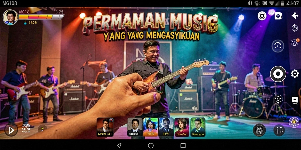 Tangkapan layar gameplay MG108 menunjukkan aksi seru dalam permainan musik.