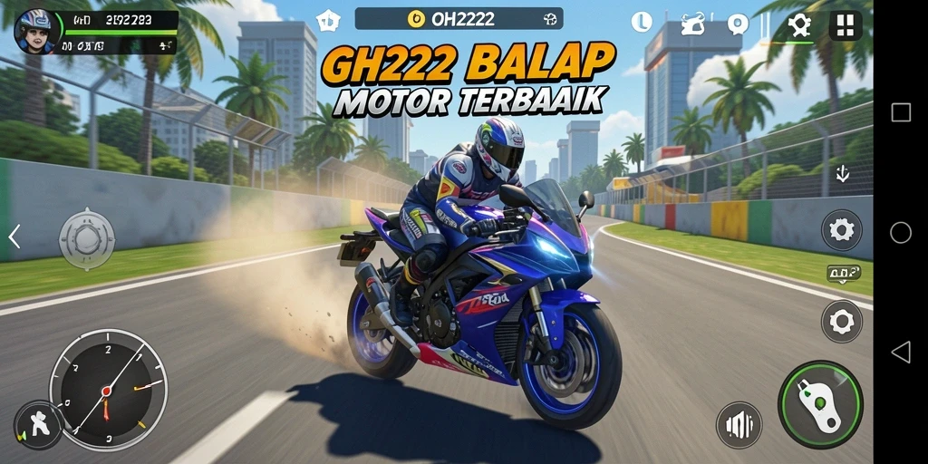 Tampilan menarik dari gameplay Balap Motor OH222.