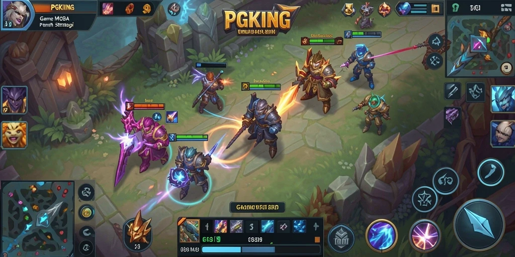 Gameplay seru PGKING dengan pertarungan tim menarik.