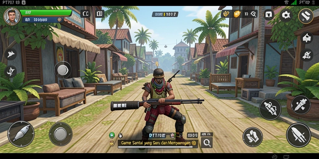 Screenshot gameplay PT707 dengan tampilan menarik dan karakter lucu.