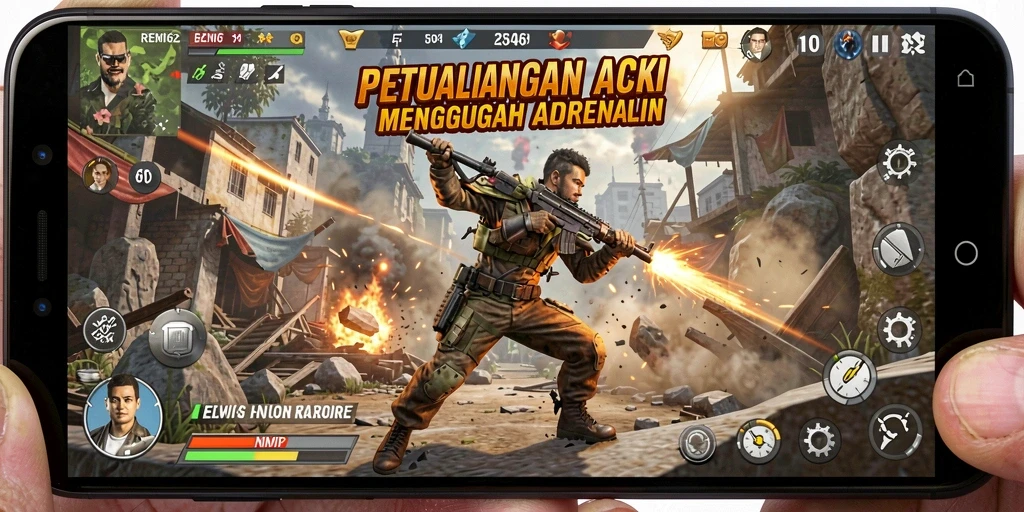 Tampilan utama gameplay REMI62 yang penuh aksi.