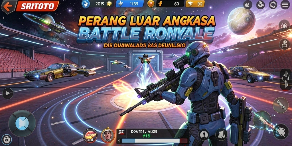Screenshot gameplay SRITOTO menampilkan aksi pertempuran yang seru di medan perang.