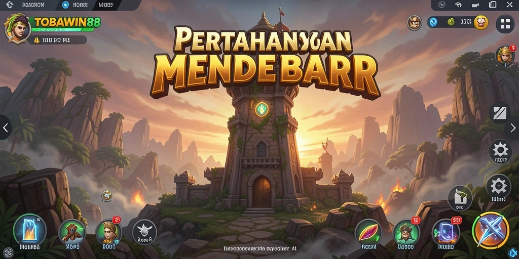 Screenshot gameplay TOBAWIN88 menunjukkan aksi Tower Defense yang seru.