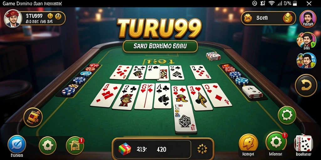 Tangkapan layar utama TURU99 menampilkan gameplay domino yang seru.