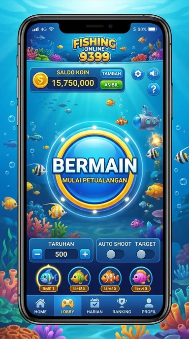 Halaman utama 9399 dengan banyak pilihan aplikasi.
